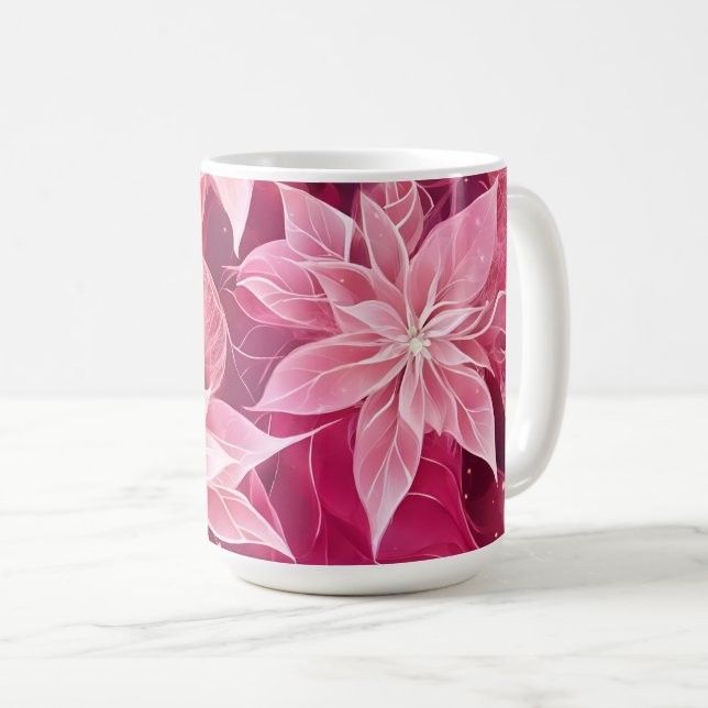 Sparkling Soft Pink Poinsettia Coffee Mug (Front Right)