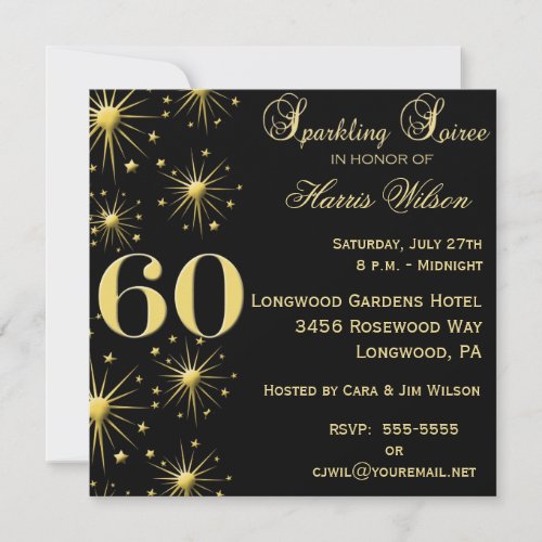 Sparkling Soiree 60th Birthday Invitations
