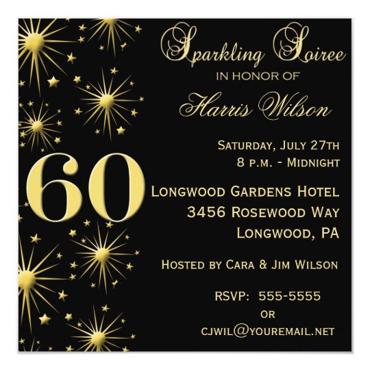 sparkling soiree 60th birthday invitations zazzle com