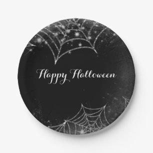 Sparkling Spiderwebs Halloween Party Paper Plates