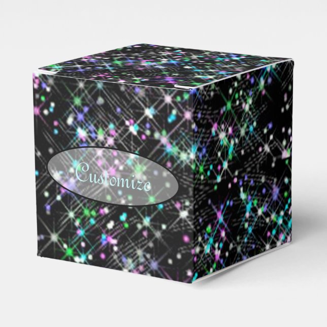Sparkling Star Dust Cube Favor Box (Front Side)