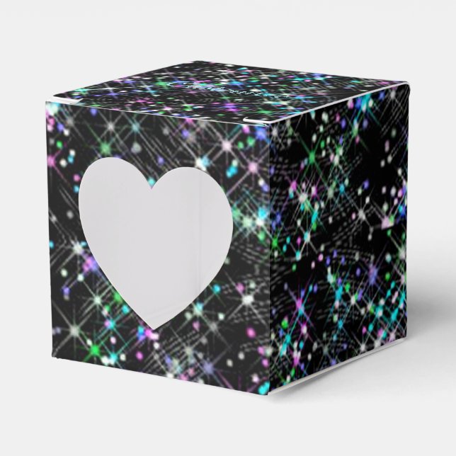Sparkling Star Dust Heart Favor Box (Front Side)
