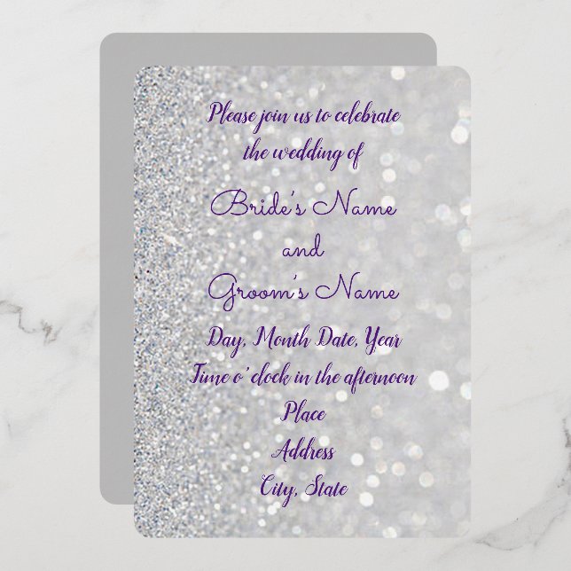 “Sparkling Star” Foil Wedding Invitation (Front/Back)