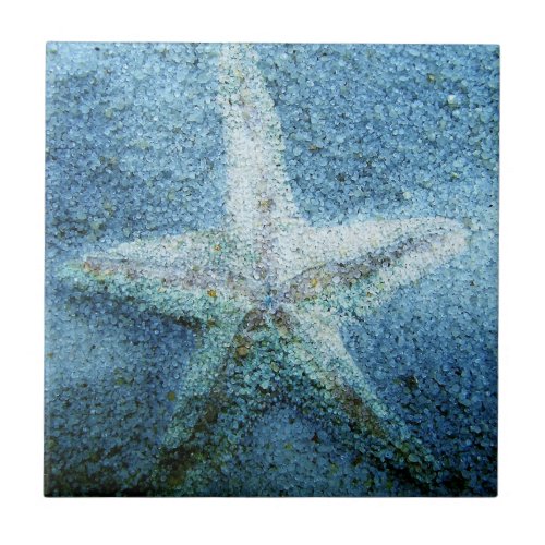 Sparkling Starfish in the Sand Ceramic Tile