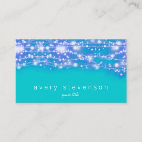 Sparkling Stars Blue and Turquoise Festive Business Card