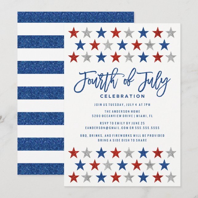 Sparkling Stars | Fourth of July Party Invitation (Front/Back)