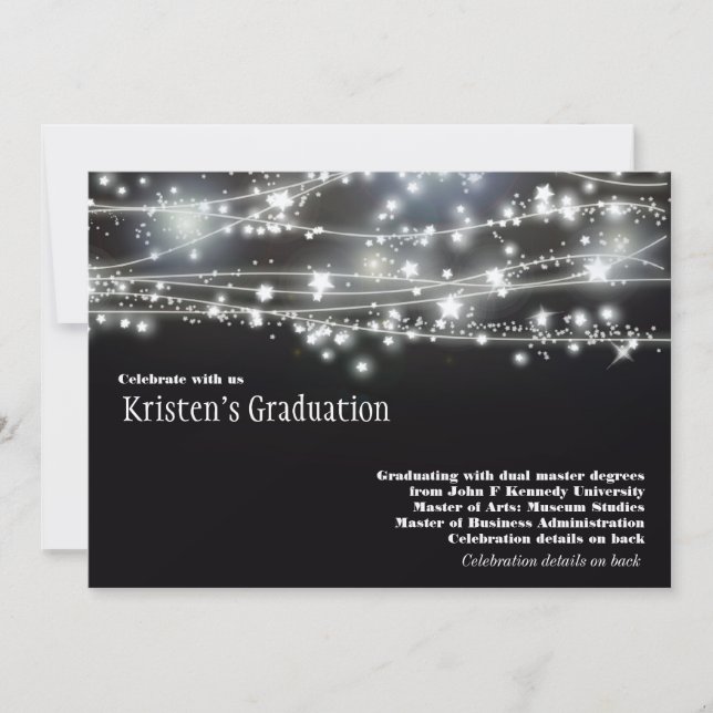 Sparkling Stars Graduation Invitation Invites (Front)
