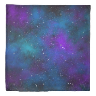 Sparkling Stars on Blue & Purple Space Background Duvet Cover