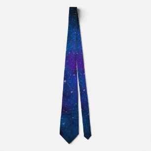 Sparkling Stars on Blue & Purple Space Background Neck Tie