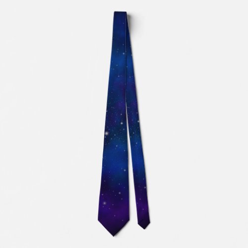 Sparkling Stars on Blue  Purple Space Background Neck Tie