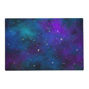 Sparkling Stars on Blue & Purple Space Background Placemat