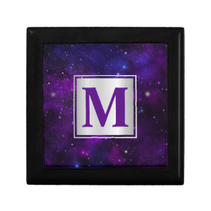 Sparkling Stars on Deep Purple Space Background Gift Box