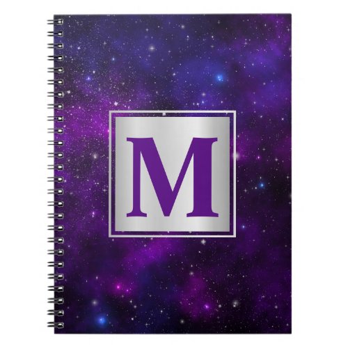 Sparkling Stars on Deep Purple Space Background Notebook