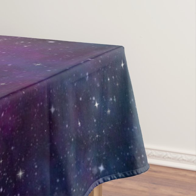 Sparkling Stars on Deep Purple Space Background Tablecloth (In Situ)