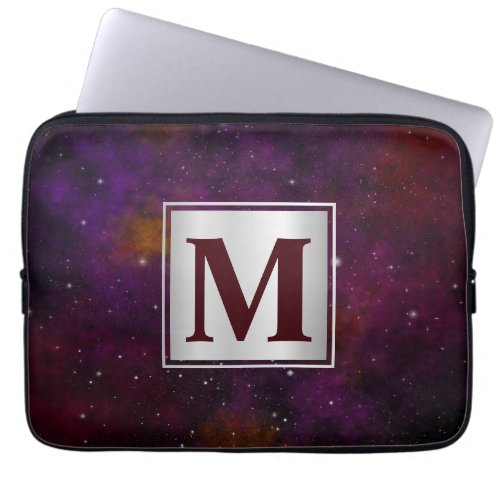 Sparkling Stars on Deep Red Space Background Laptop Sleeve