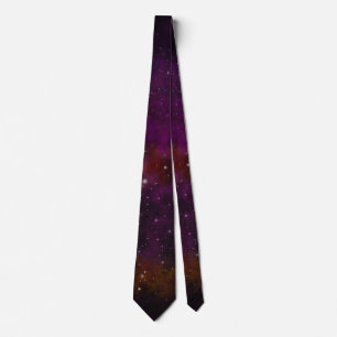 Sparkling Stars on Deep Red Space Background Neck Tie