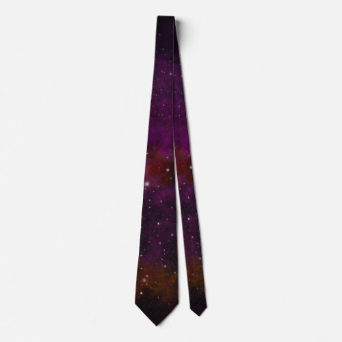 Sparkling Stars on Deep Red Space Background Neck Tie