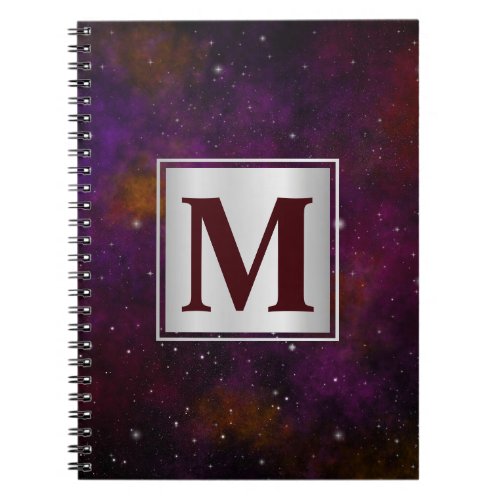 Sparkling Stars on Deep Red Space Background Notebook