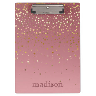Sparkling Stars With Rose Gold Background Clipboard