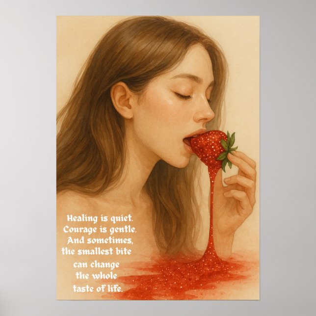 Sparkling Strawberry Art Poster (Front)