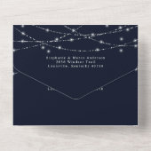 Sparkling String Lights Elegant Navy Blue Wedding All In One Invitation (Back)