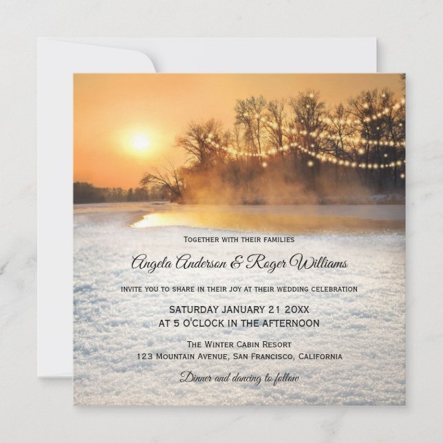 Sparkling String Lights Winter Wedding Invitation (Front)