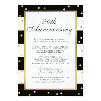 Sparkling Stripes | 20th Wedding Anniversary Party Invitation