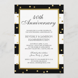 Sparkling Stripes   40th Wedding Anniversary Party Invitation