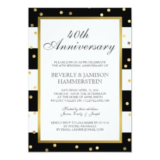 Sparkling Stripes | 40th Wedding Anniversary Party Invitation