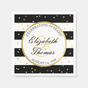 Sparkling Stripes 50th Wedding Anniversary Paper Napkins