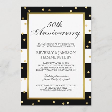 Sparkling Stripes | 50th Wedding Anniversary Party Invitation