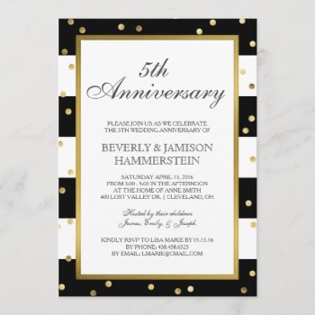 Sparkling Stripes | 5th Wedding Anniversary Party Invitation by ModernMatrimony at Zazzle