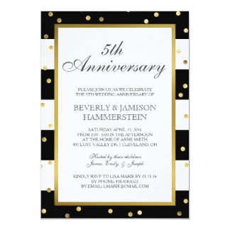 Sparkling Stripes | 5th Wedding Anniversary Party Invitation