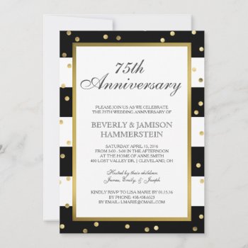Sparkling Stripes | 75th Wedding Anniversary Party Invitation by ModernMatrimony at Zazzle