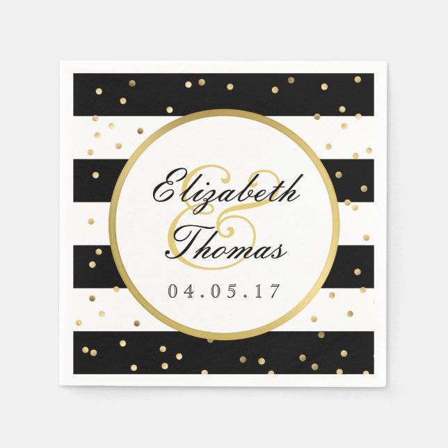 Sparkling Stripes | Elegant Wedding Napkin (Front)