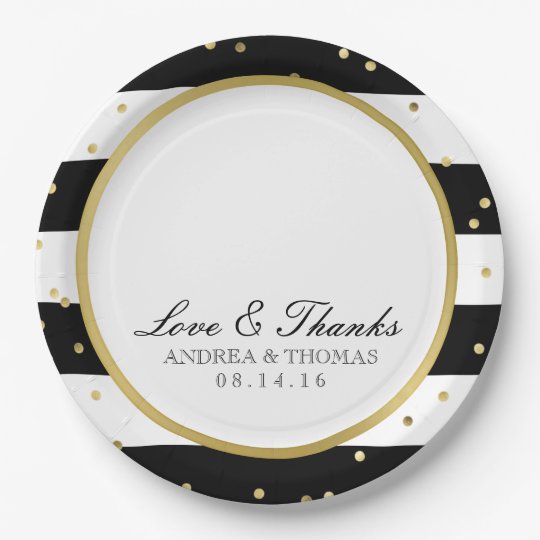 Sparkling Stripes Elegant Wedding Plates