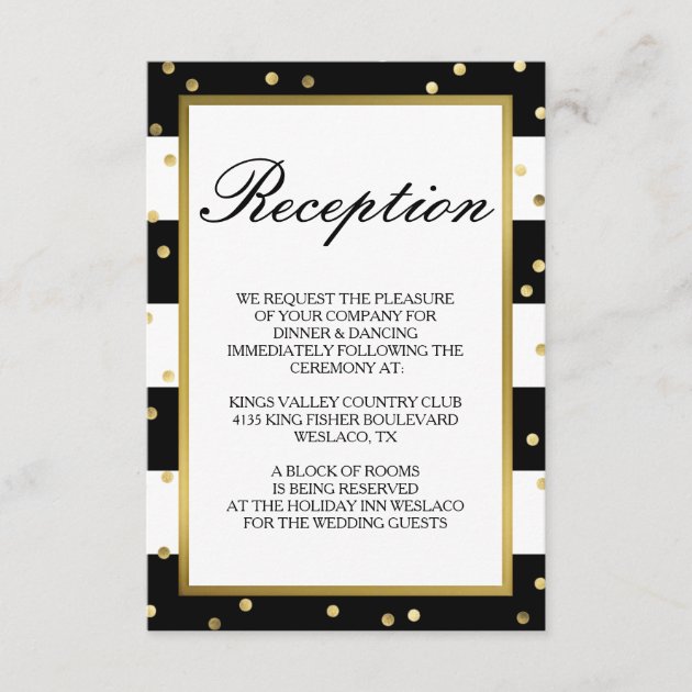 Sparkling Stripes | Elegant Wedding Reception Enclosure Card