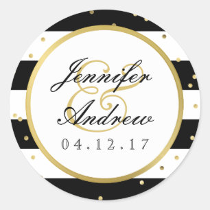 Sparkling Stripes Elegant Wedding Sticker