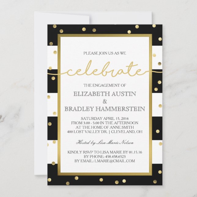 Sparkling Stripes | Engagement Party Invitation (Front)
