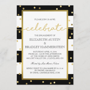 Sparkling Stripes Engagement Party Invitation
