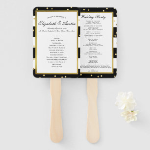 Sparkling Stripes Modern Wedding Program Hand Fan