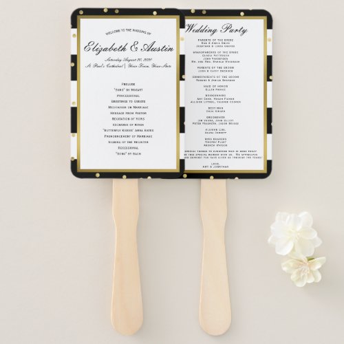 Sparkling Stripes  Modern Wedding Program Hand Fan