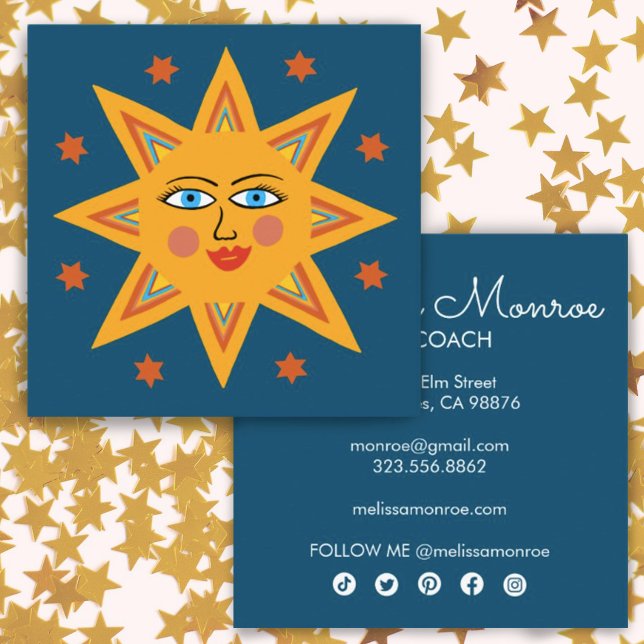Sparkling Sun Cute and Charming Colorful   Square Business Card (Creator Uploaded)