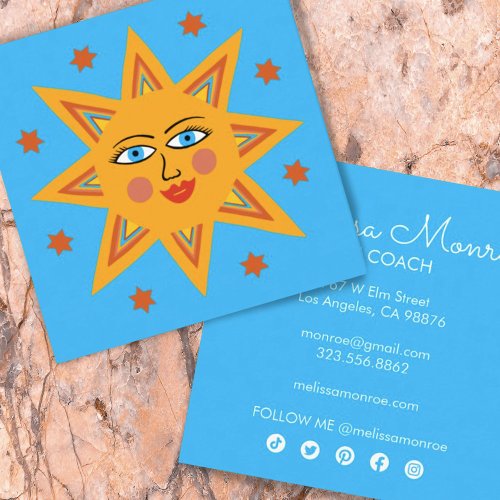 Sparkling Sun Cute and Charming Colorful  Square Business Card