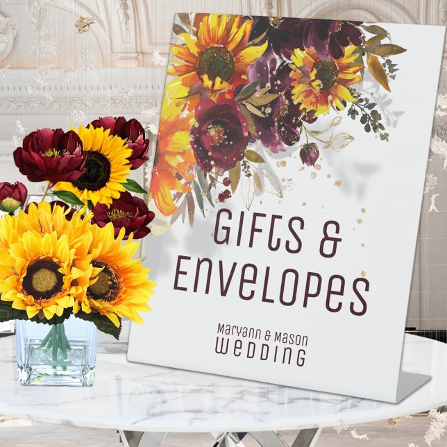 Sparkling Sun & Wine Gifts & Envelopes Pedestal Sign (Creator Uploaded)