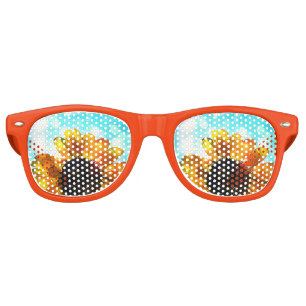 Sparkling Sunflower and Blue Sky Retro Sunglasses