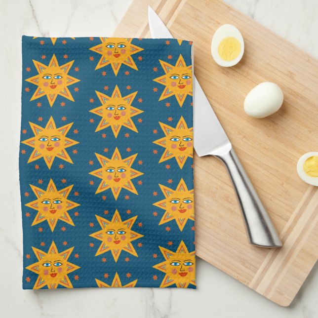 Sparkling Suns Cute and Charming Pattern  Kitchen Towel (Quarter Fold)