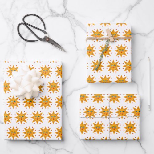Sparkling Suns Cute Charming Pattern Gift Wrapping Paper Sheets