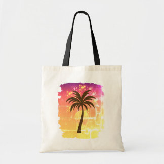 Sparkling Sunset Palm Tree | Tropical Paradise Sil Tote Bag