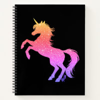 Sparkling Sunset Unicorn Black Notebook by Mei Yu